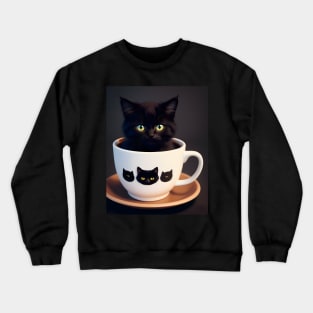 Adorable Black Cat Illustration- Modern Digital Art Crewneck Sweatshirt